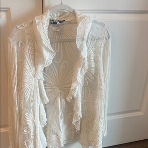 White Sheer Ruffled Cardigan